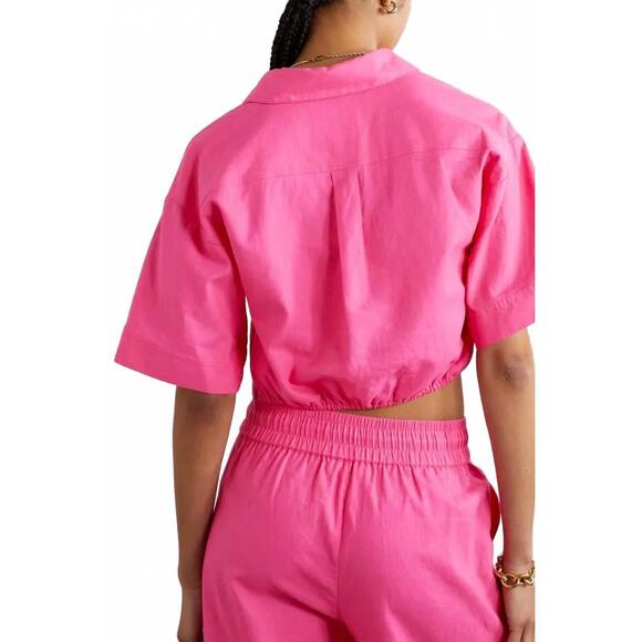 NEW FRAME cropped twist front top in flamingo pink - Picture 4 of 6
